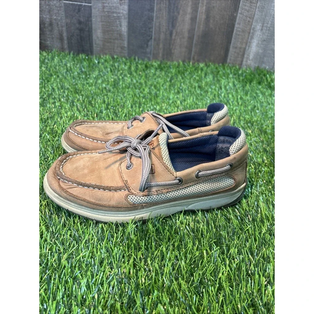 Sperry Top-Sider Boys Boat Shoes Size 4M Brown Leather – Fair Condition‎